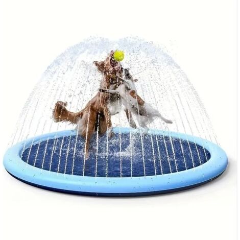 Piscina para Perros Grandes tapete de Juego para Perros, Piscina para niños Piscina Plegable para Perro Antideslizante Plegable y Portátil de PVC (Azul, 100CM)
