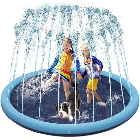 Piscina para perros para mascotas, tapete plegable para jugar con agua y salpicaduras, divertida alfombra de juego para bebés, niñas, niños o perros (150 cm)