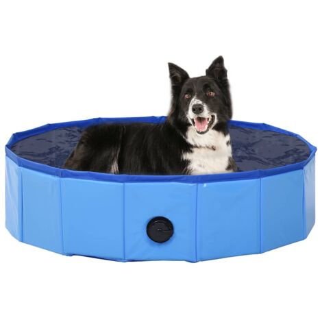 Piscina para perros plegable PVC azul 80x20 cm
