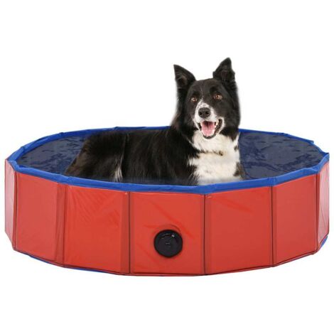 Piscina para perros plegable PVC rojo 80x20 cm