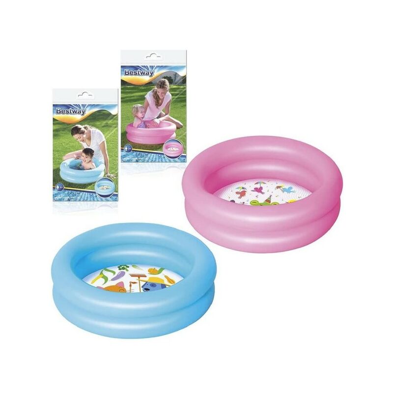 Trade Shop Traesio - Piscina Infantil 2 Años + Bebé 2 Anillos Fondo Dibujado 61X15Cm 2 Colores 51061