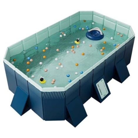 Piscina per bambini - Piscina pieghevole non gonfiabile da giardino per famiglie con adulti - Blu (210 × 140 × 55 cm)