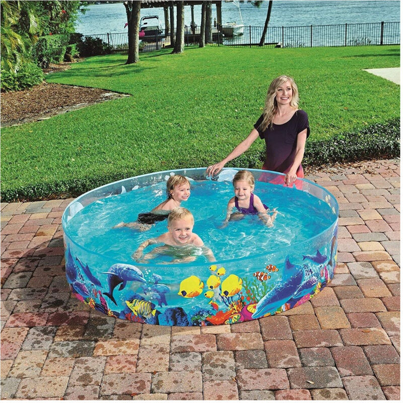 Trade Shop - Piscina Piscinetta Rigida Per Bambini 2 Anni+ Fantasia Marina 183 X 38 Cm 55030 -