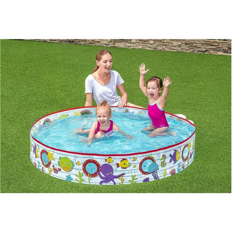Trade Shop - Piscina Piscinetta Rigida Per Bambini Fantasia Marina 2 Anni+ 152 X 25 Cm 55029 -