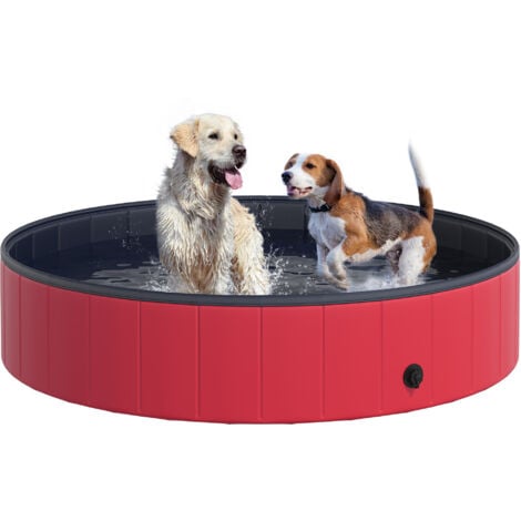 Piscina Plegable para Perros Bañera de PVC Interior y Exterior Ø140x30cm Rojo