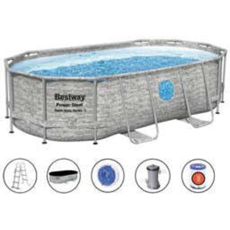 Piscina Power Steel Swim Vista Ovale Telaio Portante Cm.427X250X100H. - cm.427x250x100h. - capacità lt.7250 -(art.56714)