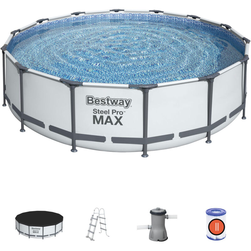 

Piscina Desmontable Tubular Steel Pro Max 427x107 cm con Depuradora Cartucho 3.028 L/H Cobertor y Escalera - Bestway