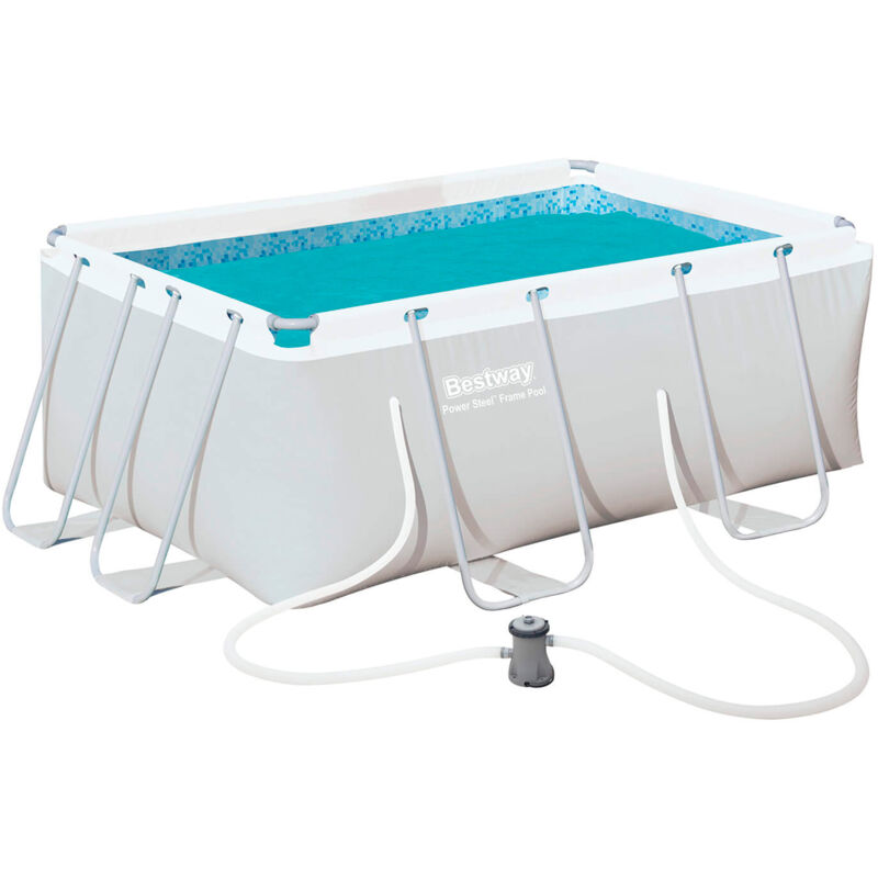 Piscina Desmontable Tubular Rectangular Bestway Power Steel 287X201X100 Cm Con Depuradora De Cartucho 1.249 L/H