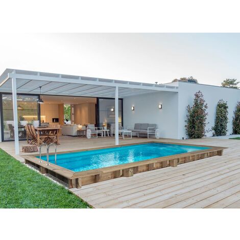 Piscina rectangular de madera Tobago - 6,20 x 3,00 x 1,31 m