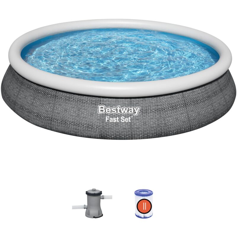 Bestway - Piscina Hinchable Redonda Fast Set 457X84 Cm Con Depuradora De Cartucho 2006 L/H