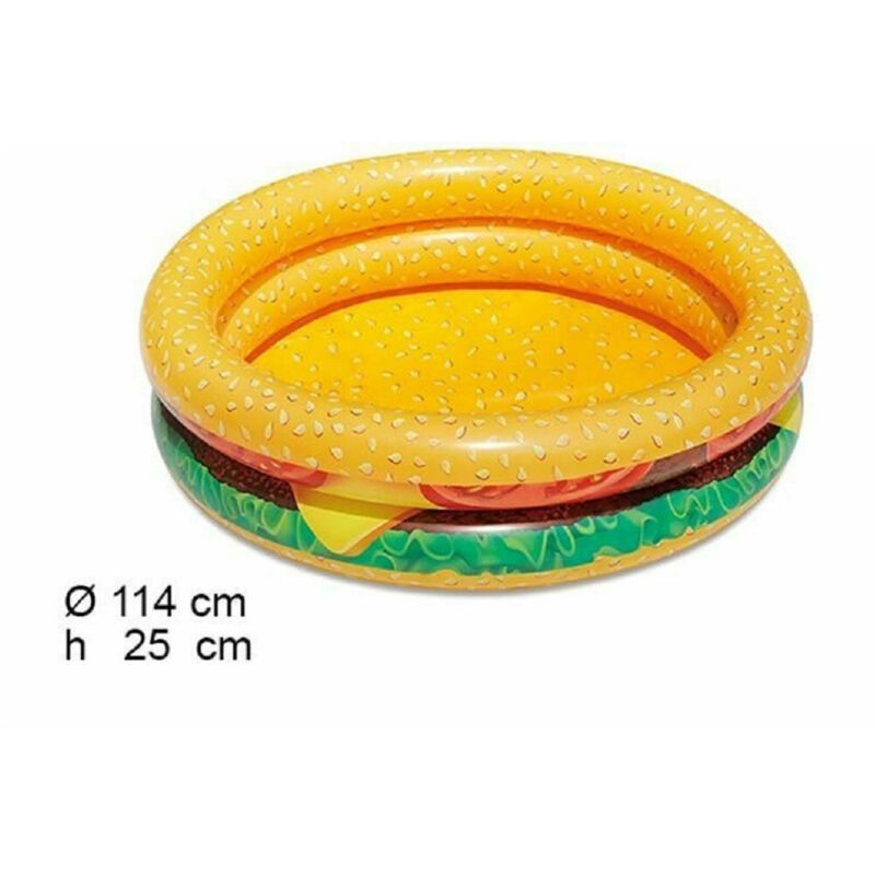 Trade Shop - Piscina Rotonda Gonfiabile Fuoriterra Hamburger Bambini Giardino 2 Anelli 114 Cm -