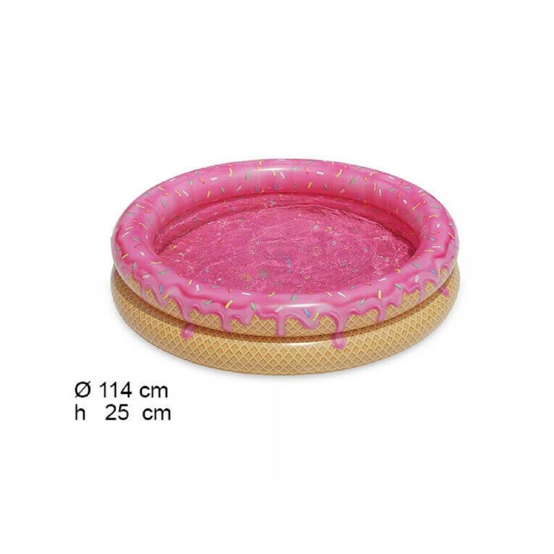 Trade Shop Traesio - Piscina Infantil Hinchable Redonda Sobre Suelo Con 2 Aros 114Cm