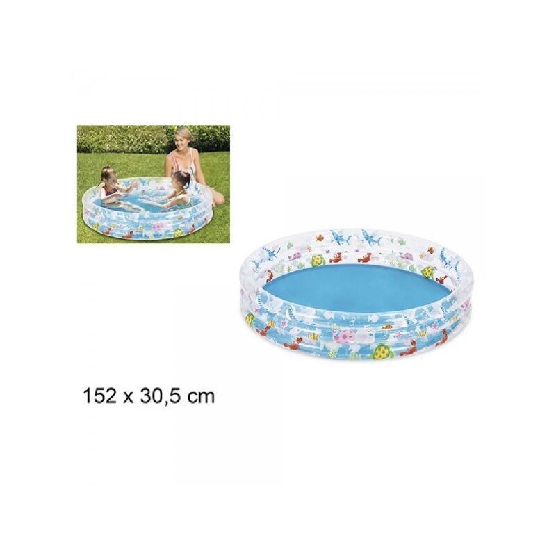 Piscina Hinchable Redonda Personajes Marinos Niños 3 Anillos Jardín 152X30.5Cm