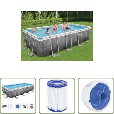 Piscina rettangolare - Bestway Power Steel Set Piscina Rettangolare 549x274x122 cm