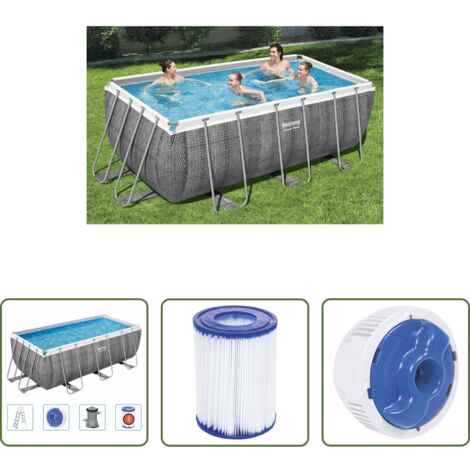Piscina rettangolare - Bestway Set Piscina Power Steel Rettangolare 412x201x122 cm