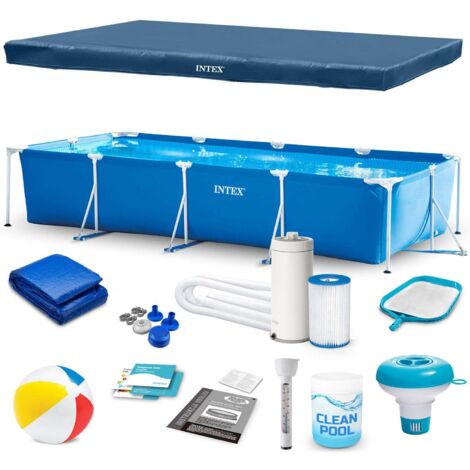 Piscina rettangolare con telaio 450x220x84 cm con accessori