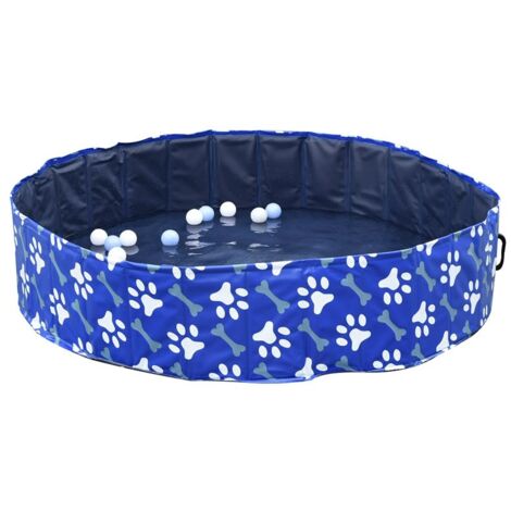 PISCINA RIGIDA PER CANI TAGLIA GRANDE 65KG IN PLASTICA ANTISCIVOLO BLU 140X30 CM