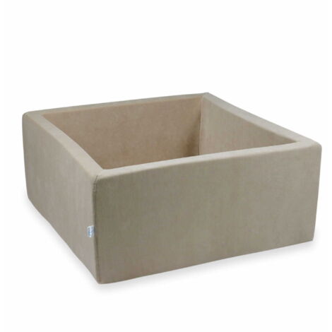 Piscina seca 90x90x40cm Terciopelo Suave Beige sin bolas