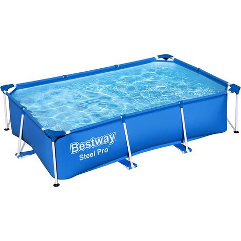 Piscina rectangular sobre el suelo (solo piscina) con marco de acero resistente a la corrosión, PVC de alta resistencia y paredes laterales de poliéster de 3 capas