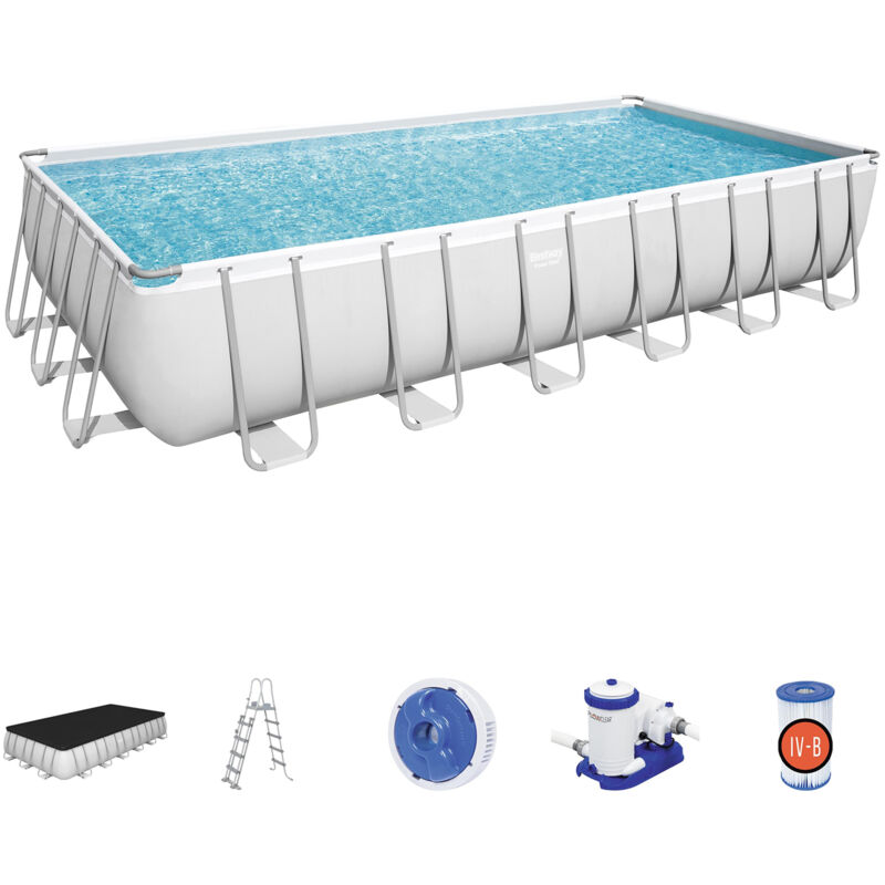 Bestway - Piscina Desmontable Tubular Power Steel 732X366X132 Cm Con Depuradora Cartucho 9.463 L/H Con Cobertor Y Escalera