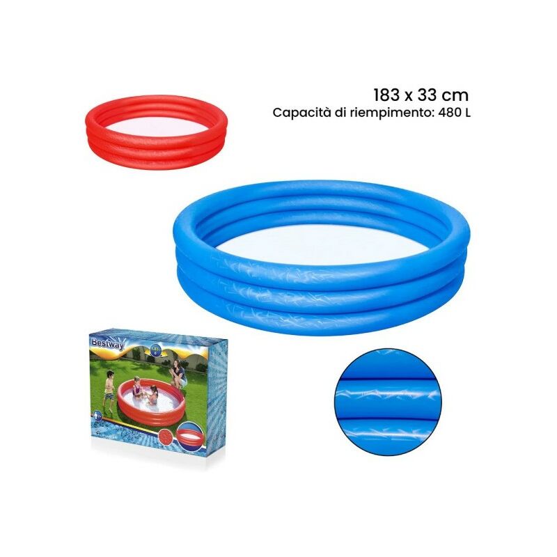 Trade Shop Traesio - Piscina Hinchable Efecto Hielo Color Liso 3 Anillos 183X33Cm Jardin 51027