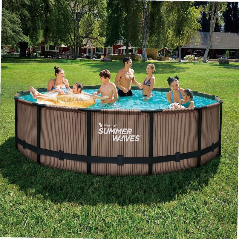 Piscina Tubular De Teca Ø4,27 X1,07M Ondas De Verano