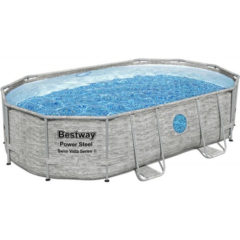 RAMROXX Piscina tubular ovalada BESTWAY 4,88 x 3,05 x 1,07 m Power Steel Vista (Filtro de arena) - 56946