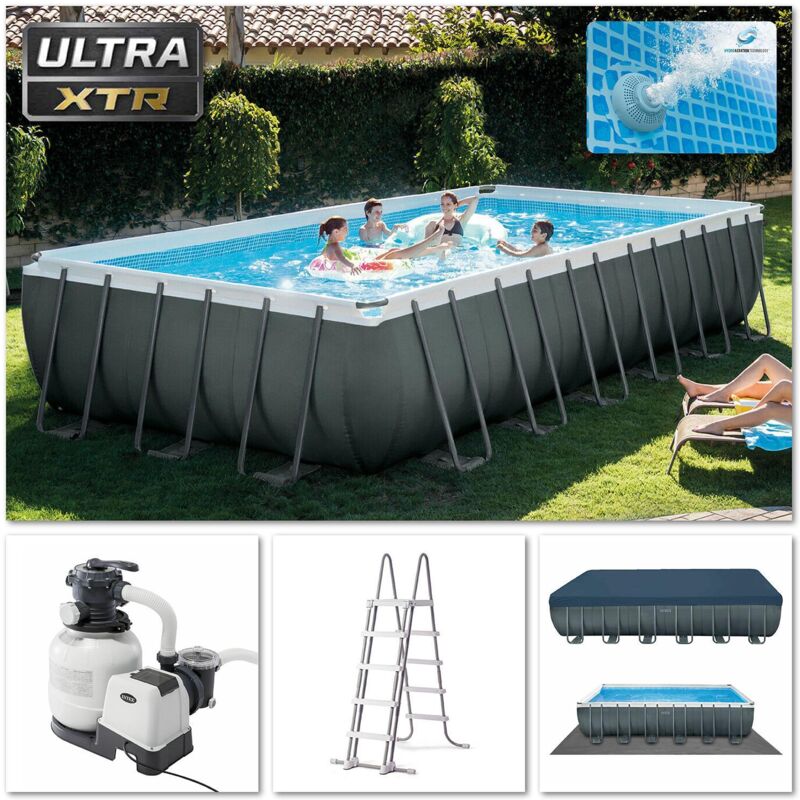 Intex - 26364 Piscina Ultra xtr Frame Rettangolaree 732x366x132cm, Pompa, Scaletta