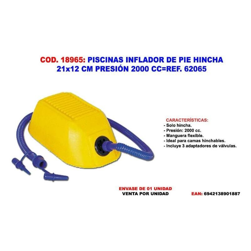 

piscinas inflador de pie hincha 21x12 cm presion 2000 cc 62065 - Mibricotienda