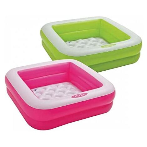 Piscine à balles double carré piscine gonflable pour enfants piscine familiale bébé85 x 85 x 25 cm （Vert+Rose）