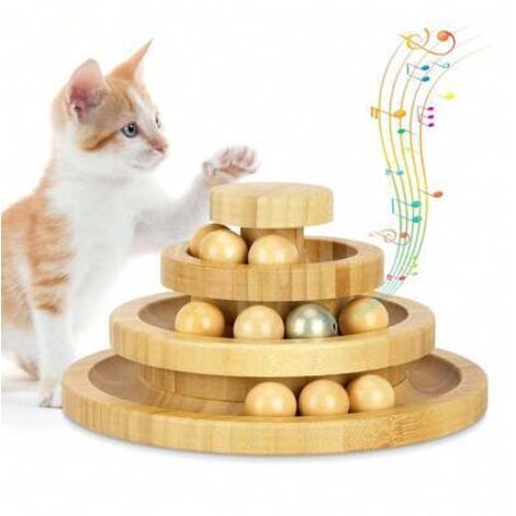 Piscine à balles pour chat, tour à balles à 3 niveaux, équipée de 9 balles amovibles,