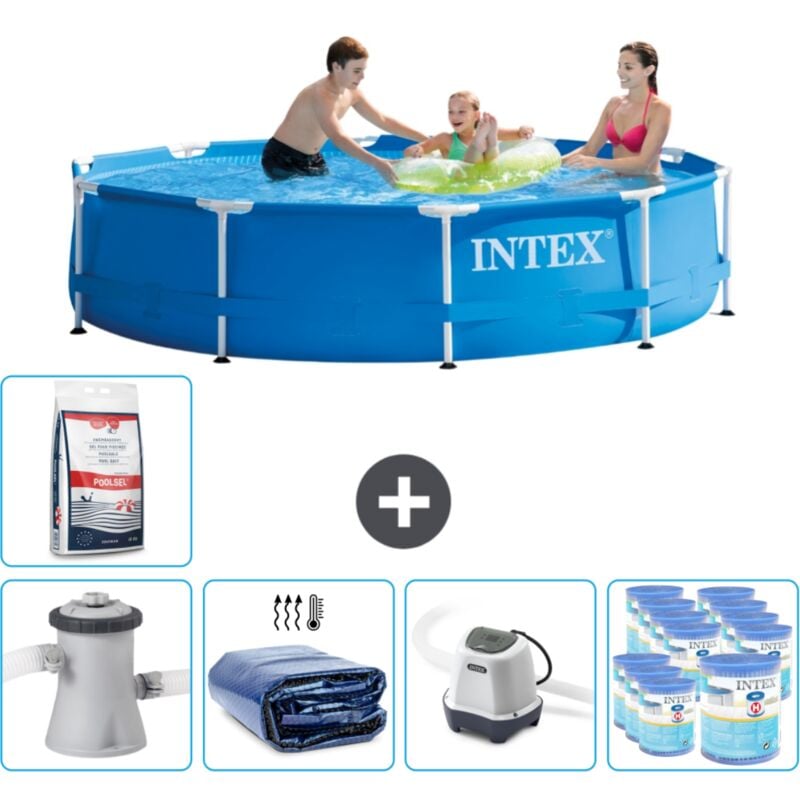 Piscine à cadre rond Intex 305 x 76 cm - Bleue - Comprend des Accessoires CB56