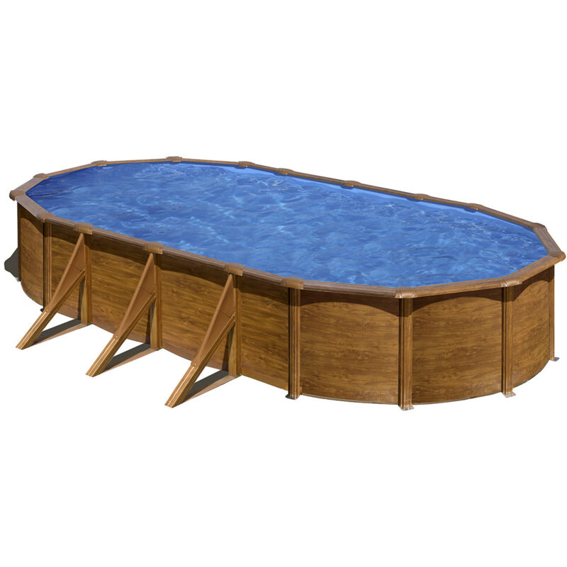 GRE Ovalpool, Holzoptik, BxHxL: 375 x 120 x 730 cm - braun