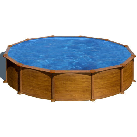 Piscine acier aspect bois Mauritius ronde 5,70 x 1,32 m - Gré