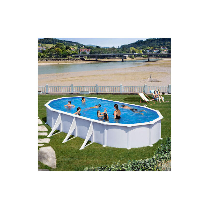 GRE - Piscine acier Gré ovale Atlantis 744 x 399 x H.132 cm - Filtre à sable