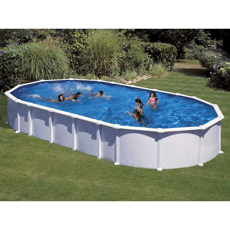 Piscine acier blanc Ha&iuml;ti ovale 9,20 x 5,05 x 1,32 m GR&Eacute; Blanc