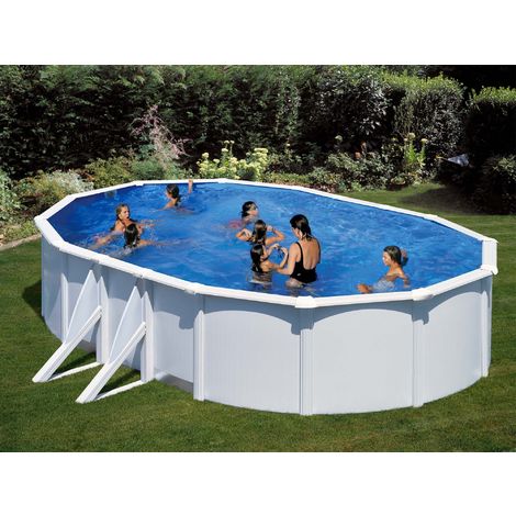 Piscine Acier Ovale 500 X 300 M X H 120 M Blanche Bora Bora Avec