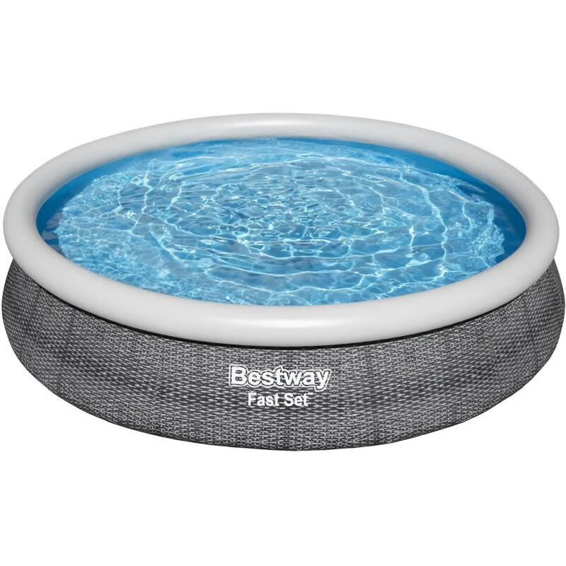 Bestway - destockage - Piscine autoportée Fast Set Aspect rotin 3,66 x 0,76 m + Épurateur