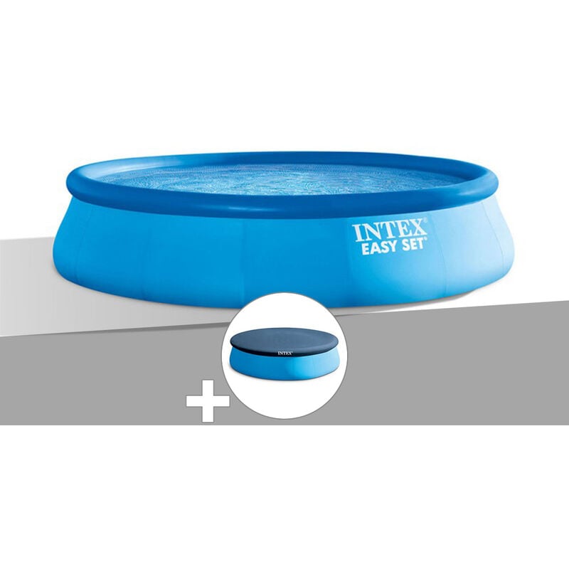 Kit piscine autoportée Intex Easy Set 4,57 x 1,07 m + Bâche de protection - Bleu