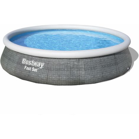 Piscine autoportante ronde Ø 3,96 x 0,84 m aspect résine tressée Fast Set de Bestway