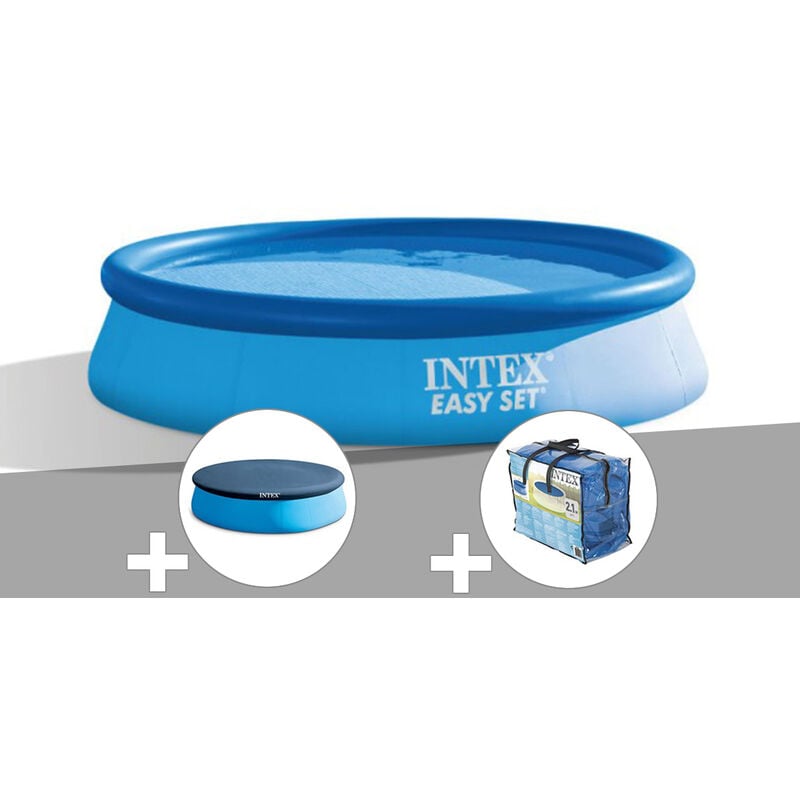 Kit piscine autoportée Intex Easy Set 3,05 x 0,61 m (avec filtration) + Bâche de protection + Bâche à bulles