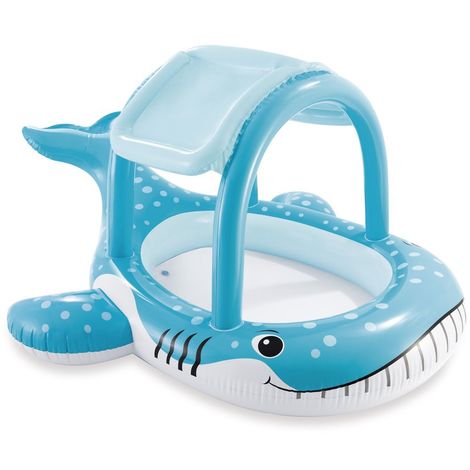 Piscine Bébé Gonflable Avec Ombrelle Baleine 211 X 185 Cm Bleu