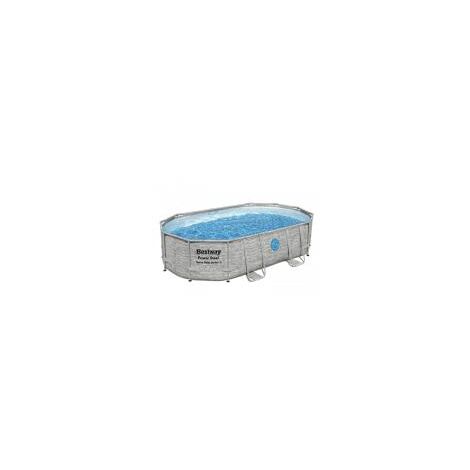 RAMROXX Piscine Bestway Ovale Power Steel Swim Vista décor pierre 4,88 x 3,05 h1,07m