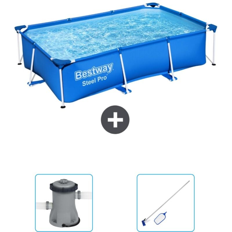 Bestway - Piscine Rectangulaire Steel Pro - 259 x 170 x 61 cm - Bleue - Incluse Accessoire CB42 - Blue