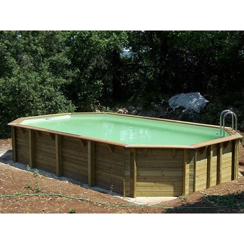 Ubbink - Piscine bois azura octogonale 400x750x130cm liner beige