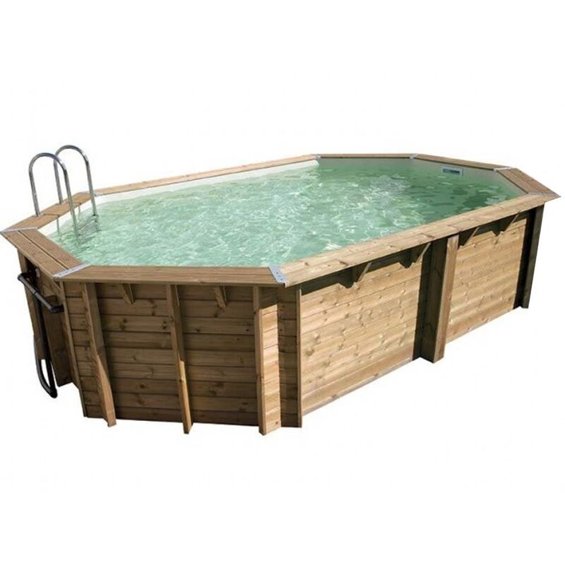 Ubbink - Piscine bois ocea octogonale 355x550x120 liner beige