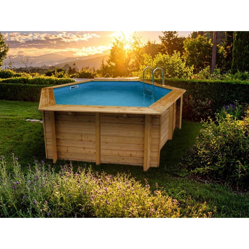 Ubbink - Kit piscine bois Azura 4,10 x 1,20 m + Kit margelles