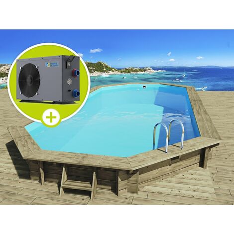 Piscine bois " Ibiza " - 8.57 x 4.57 x 1.31 m + Pompe à chaleur 5 kW/45 m3