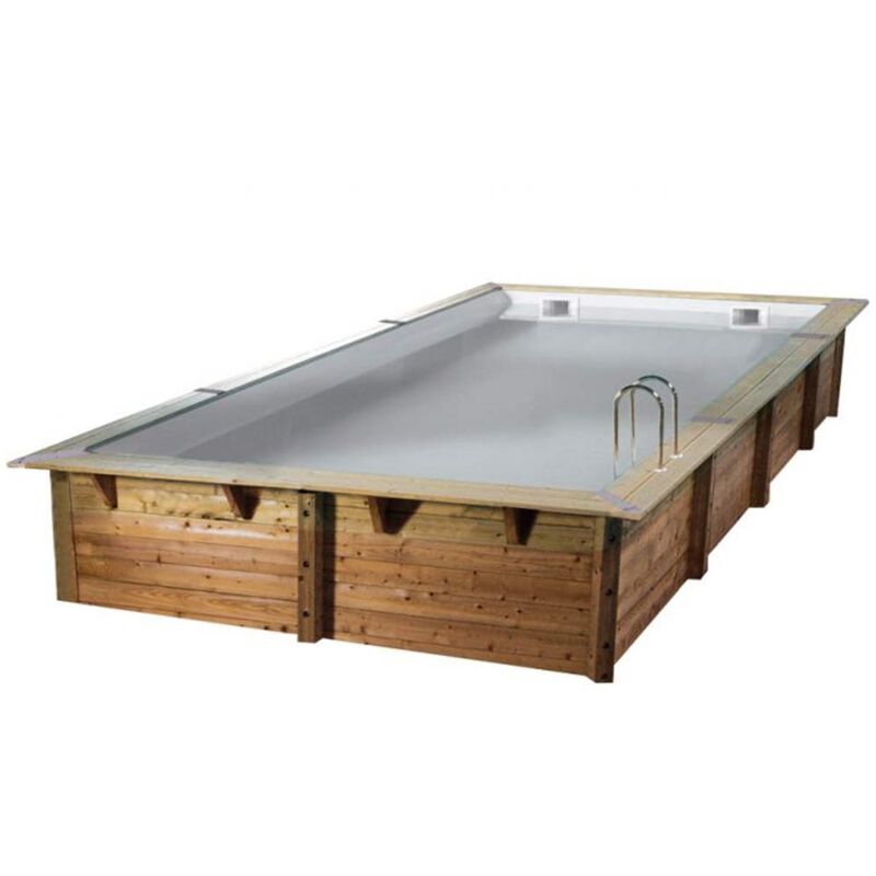 Ubbink - Piscine bois linea rectangulaire 350x650x140cm liner gris