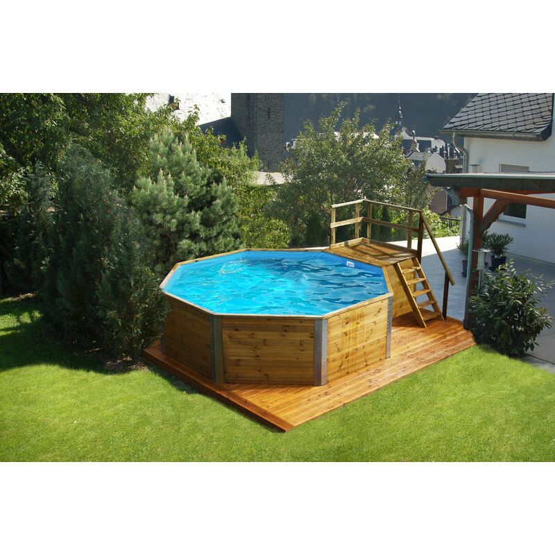 Weka - Piscine bois massif 593 B T.2, inclus kit de filtration/escalier bois/local.